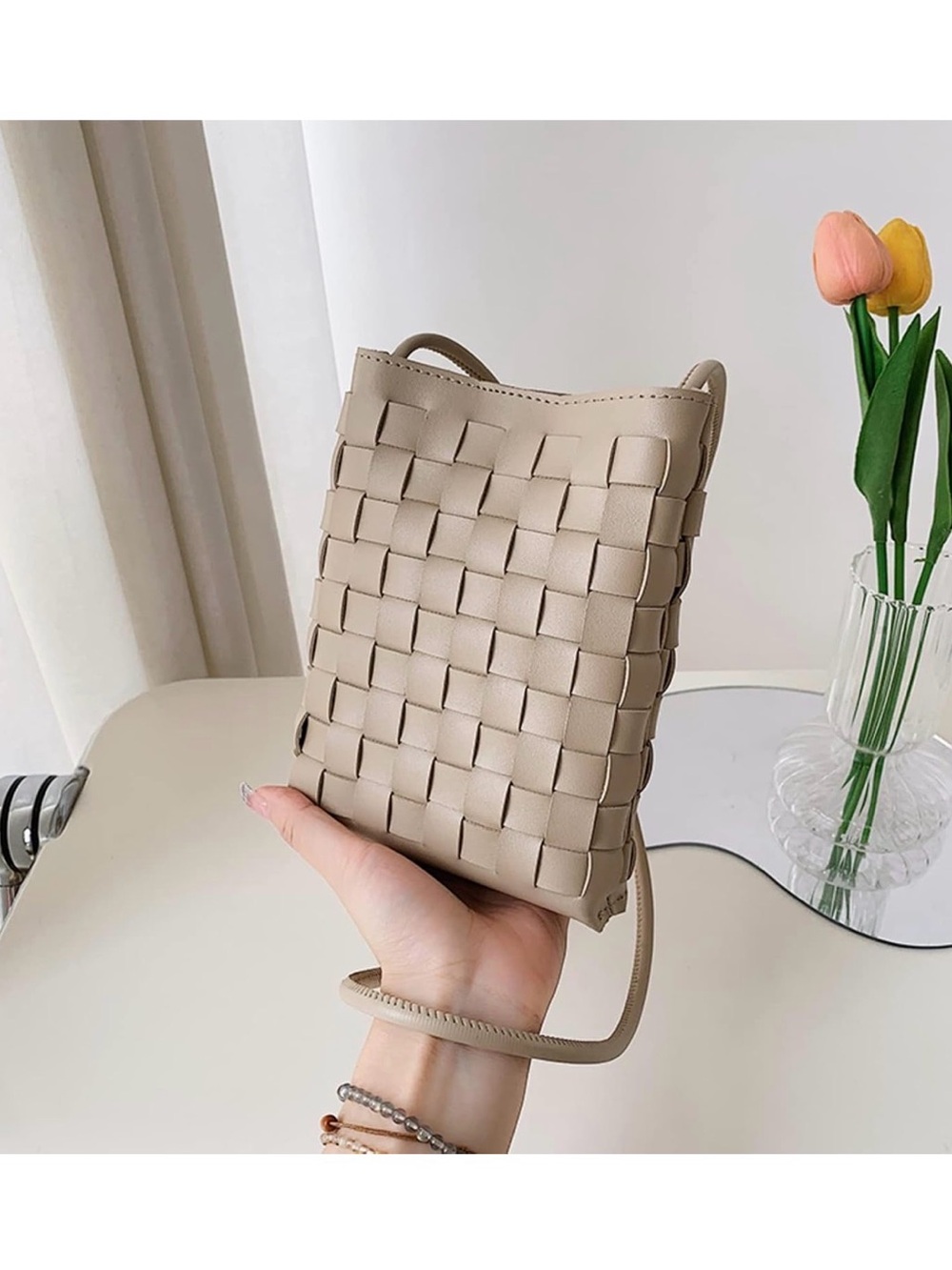 🧨SALE 4th OF JULY🧨 Beige Woven Crossbody Phone Bag Mini Cell Phone Purse